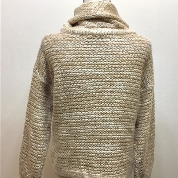 Bluenotes Women Cable Knit Sweater Chunky Beige Loose Fit Cowl Neck Small - Picture 4 of 11